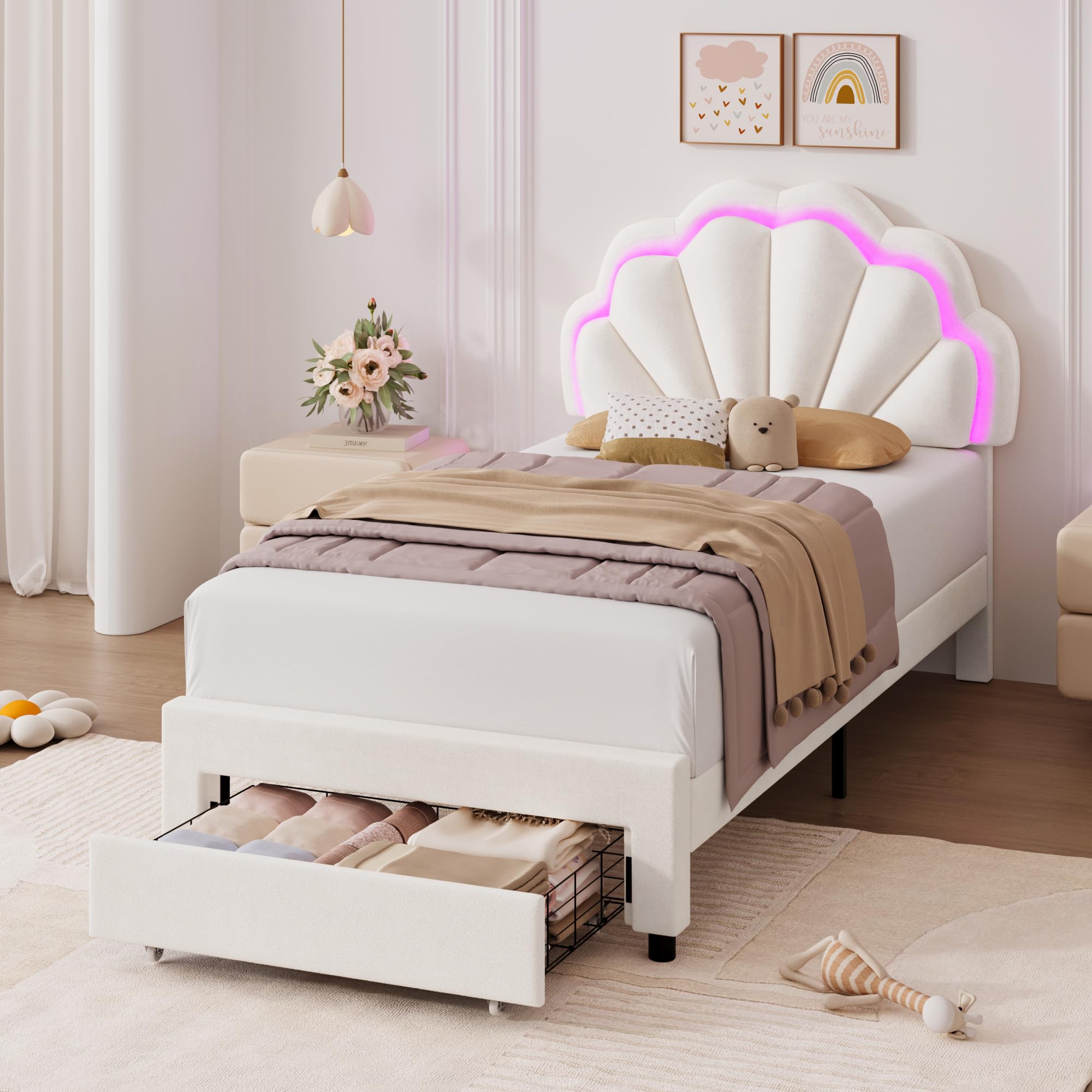 Amazon.com: HIFIT Twin Upholstered Smart LED Bed Frame with